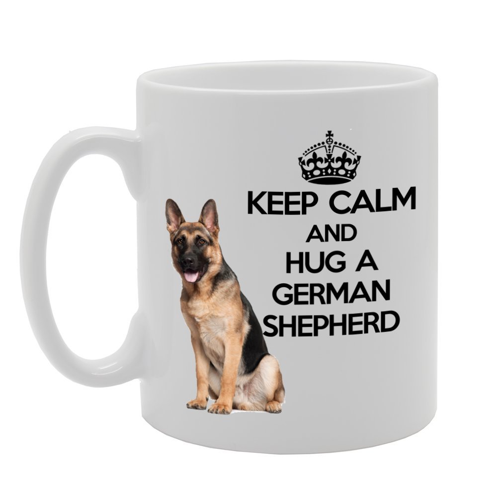 Coralgraph Inc Men's White Mg1072 Keep Calm And Hug A German Shephard Novelty Gift Printed Tea Coffee Ceramic Mug