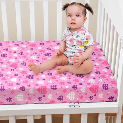 Image of UOMNY Crib Sheet Heart Fitted Crib Sheets Baby Sheet for Standard Crib and Toddler Mattresses Nursery Bedding Sheet Crib Mattress Sheets for Boys and Girls 1 Pack Space Toddler Sheet