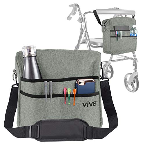 Vive Rollator Bag - Universal Travel Tote for Carrying Accessories on Wheelchair, Rolling Walkers & Transport Chairs - Lightweight Laptop Basket for Handicap, Disabled Medical Mobility Aid Pouch