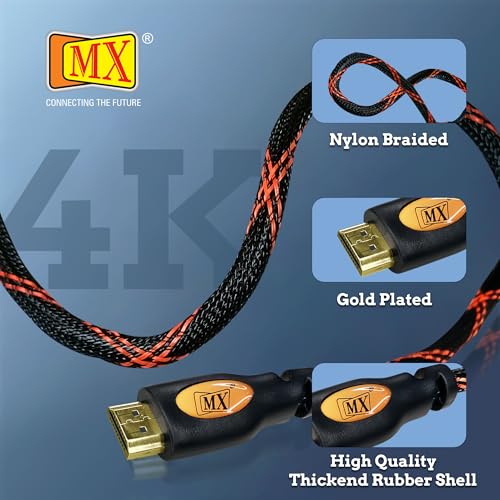 Image of MX High‑Speed 20 m HDMI Male‑to‑Male Cable - 4K@60 Hz, 3D, Ethernet, ARC, Gold‑Plated Connectors - Home Theater, TV, Gaming, Projector