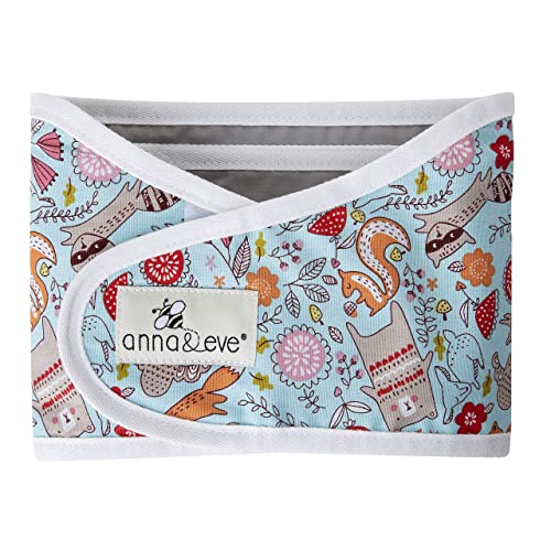 Image of Anna & Eve® Baby Swaddle Strap for Newborns and Infants - 100% Cotton, No Overheating - The Original Arms Only - Adjustable Small Size Swaddle, Fits Chest 13.5" to 17" - Woodland Blue