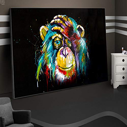 Tableau singe graffiti 30x50 cm avec cadre intérieur style street art nordique