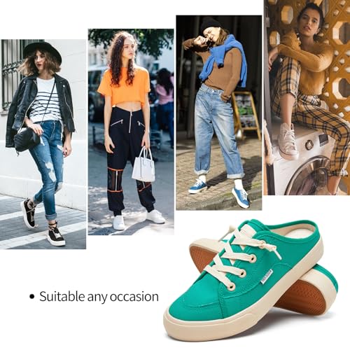 Image of hash bubbie Women's Mules Slip on Sneakers Canvas Tennis Shoes | backless summer close toed sandals non slip on walking casual comfortable