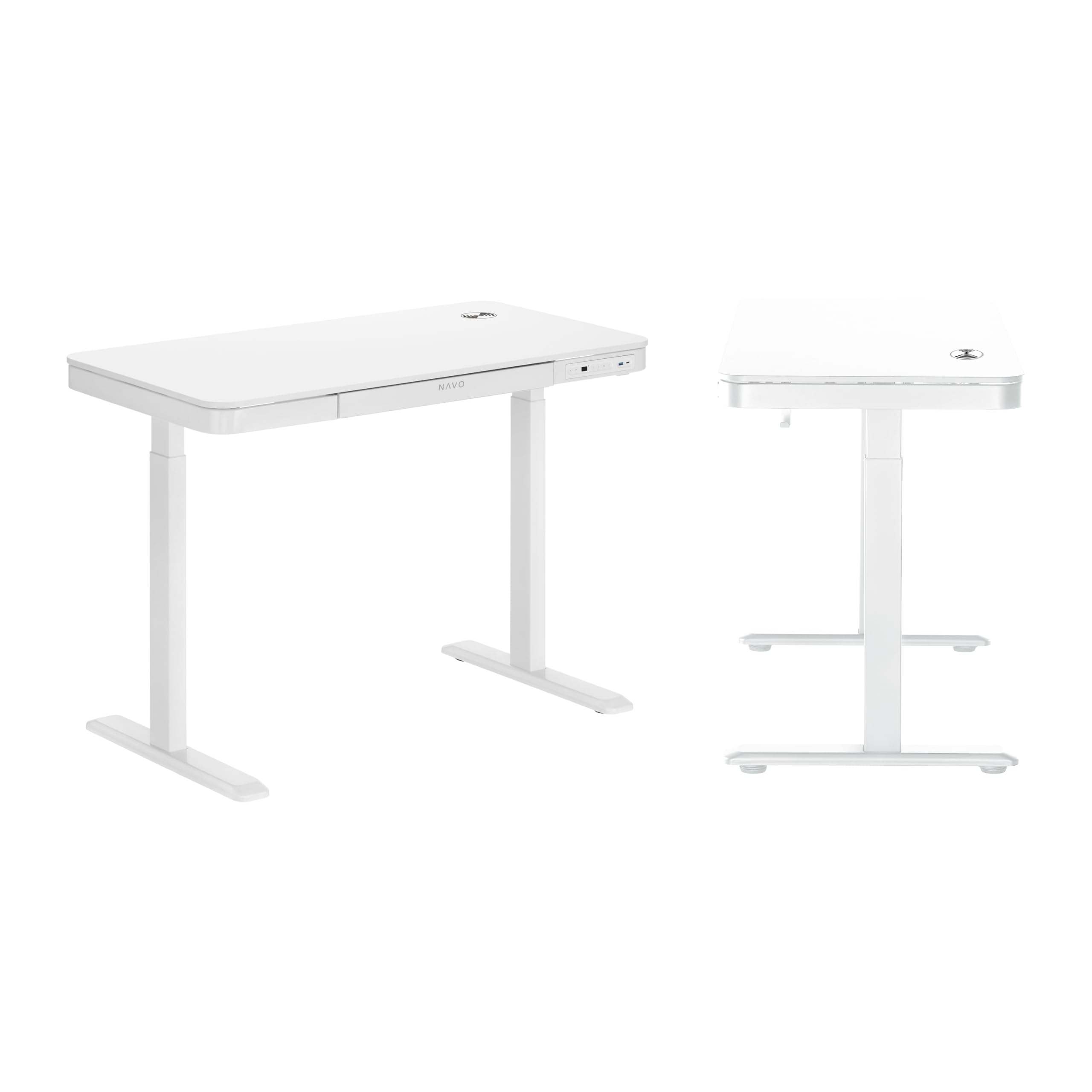 Navodesk AIR, Standing Desk with Inbulit USB Ports and Wireless Charging, Electric Sit Stand Desk with Storage Drawer (White, 118 x 60 CM)