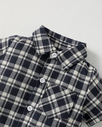 Xuanhao 12 Months Boy Clothes Boys 12 Months Summer Outfits For Boys Short Sleeve Button Plaid Shirts Polo Tops Denim Ripped Jeans Pants 12-18 Months Boy Clothes Black #TOP3