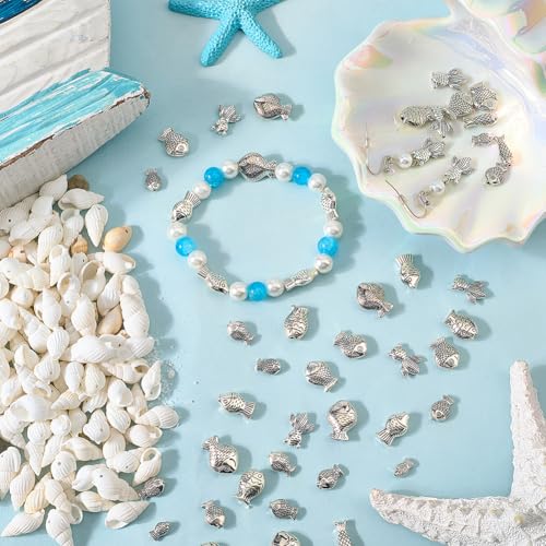 Perles en métal argenté poisson SUNNYCLUE pour création de bijoux
