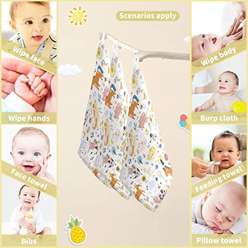 Image of Cute Farm Animals Baby Muslin Washcloths - Soft Face Towel for Newborns, 11.8 X 11.8 Inch, 3 Pack