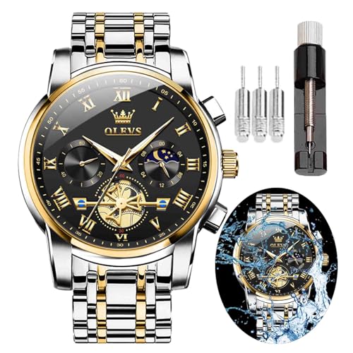 Image of OLEVS Men's Analog Watch Multi Color Business Stainless Steel Waterproof Luminous Quartz Watch Luxury Leisure Date Simulation Original Bowl Watch