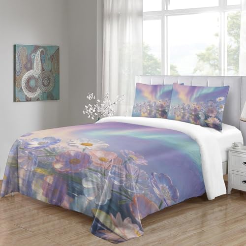 Couverture de couette imprimée 3d fleurs violettes douce respirante