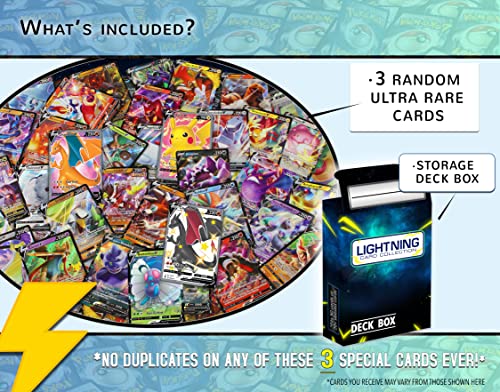 Lightning Card Collection 3 Ultra Rare Card Pack Could Come With V Cards, Ex, Gx, Or Full Art Cards Plus An Lcc Box Compatible With Pokemon Cards #TOP1