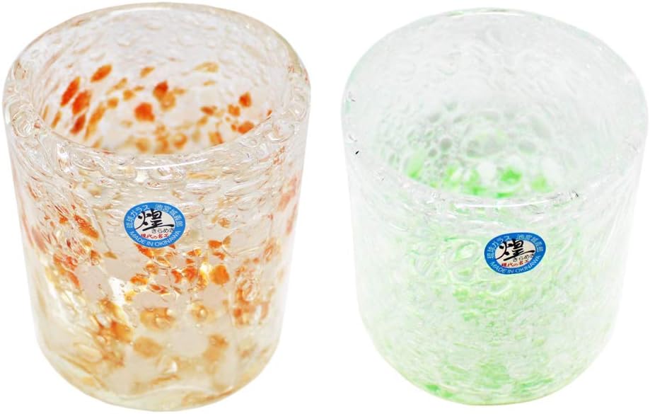 Kirakobo Rock Glasses (Red, Green), Diameter 3.0 inches (7.6 cm), Sea of Bubbles, Pack of 2