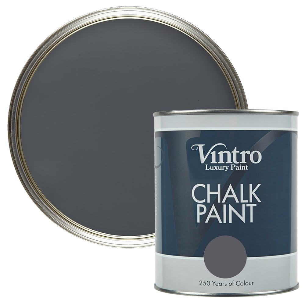 Vintro Paint - Chalk Paint for Furniture, Walls and Woodwork. Interior Use. Quick Dry. 1 Litre (Dark Grey - Wigeon Grey)