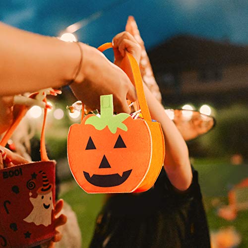 EasyAcc Halloween Felt Candy Bag 2 pcs Halloween Candy Bucket with Handle Cute Trick-or-Treating Bags Halloween Party Decorations Favors Halloween Snacks Candy Goodie Bags for Kids Boys Girls Children