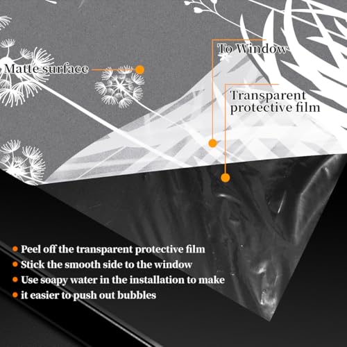 Zindoo Frosted Window Film Privacy Film for Glass Windows, Opaque Window Film Dandelion Patterned Window Frosting Film with Tools, No Glue Static Cling for Bathroom Kitchen Office, 44.5x200cm - Image 5