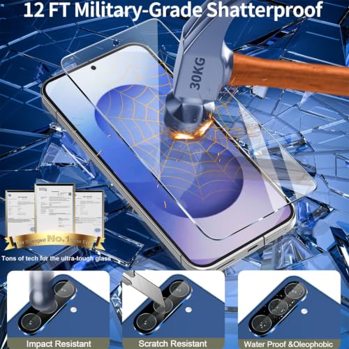 Image of firtstnow 3 Pack for Samsung Galaxy S26 FE Screen Protector Tempered Glass + 3 Pack Camera Lens Protector, Military Grade Shatterproof, 9H Hardness, Fingerprint Unlock, Case Friendly 6.7 Inch