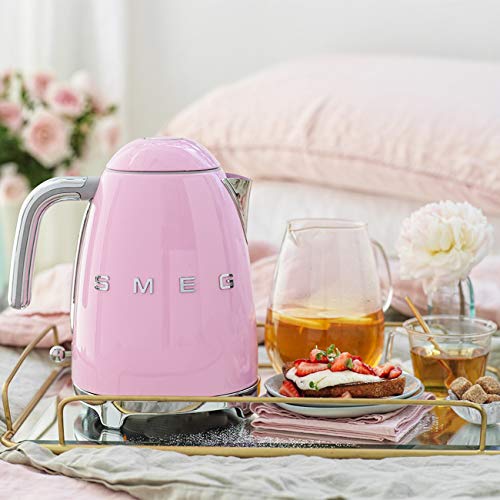Image of SMEG 50's Retro Style Electric Water Kettle with Automatic Shutoff, Removable Base, and Water Indicator, KLF03PKUS, Pink