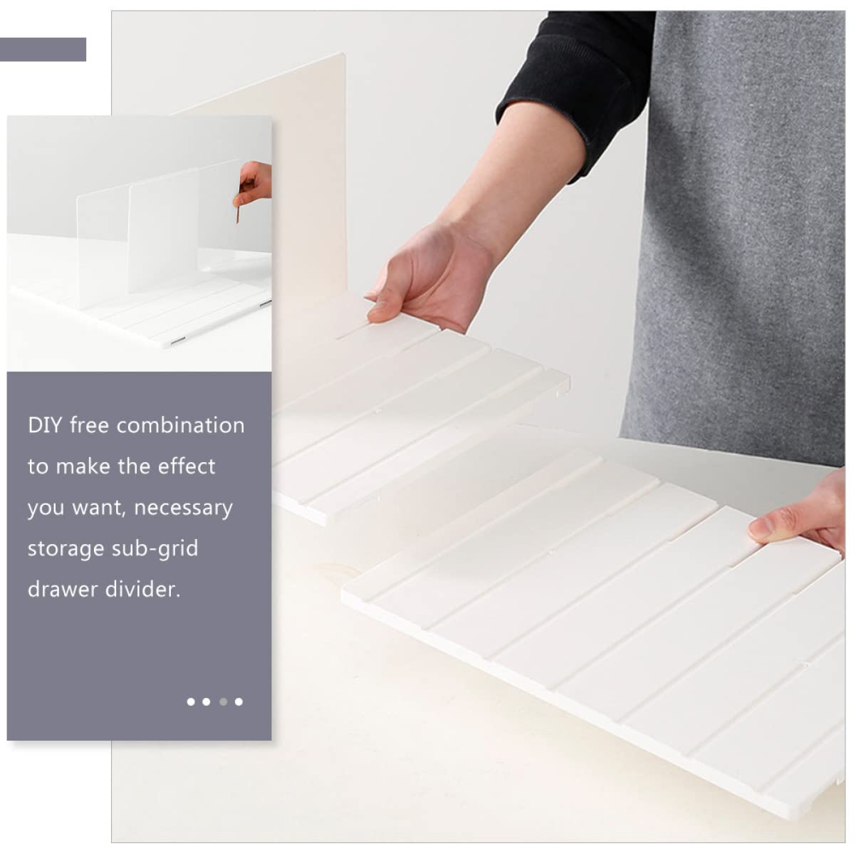 Mikikit Divisor de Cajones Ajustable Organizador de Armario Partición de Almacenamiento Multiusos para Dormitorio y Oficina