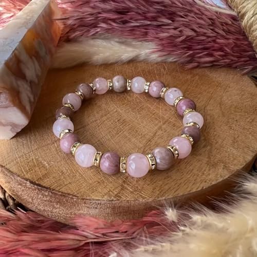 Bracelets for Women Men Natural Stone Pink Crystal Stretch Elastic Gemstone Handmade Yoga Beads Bracelet for Love Protection Money Success Anxiety Jewelry Gifts3