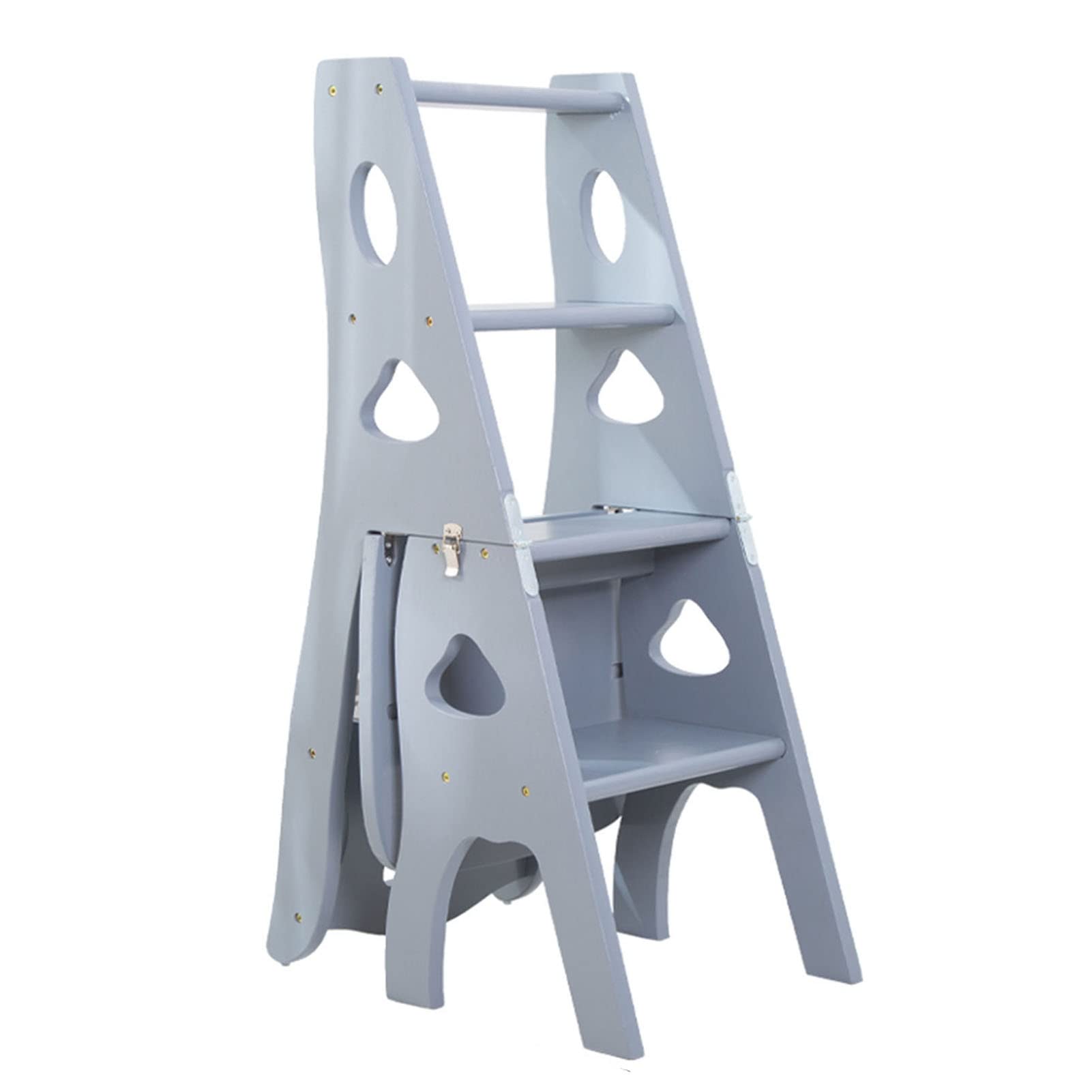 Taburete de madera plegable con escalera de 4 peldaños para el hogar