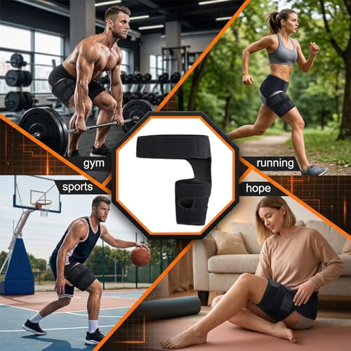 NiceNaiils Groin Wrap, regulowany uchwyt na ból biodra, ucisk, owijanie pośladków do ciągniętych mięśni, ból bioder, rwa kulszowa Brazian