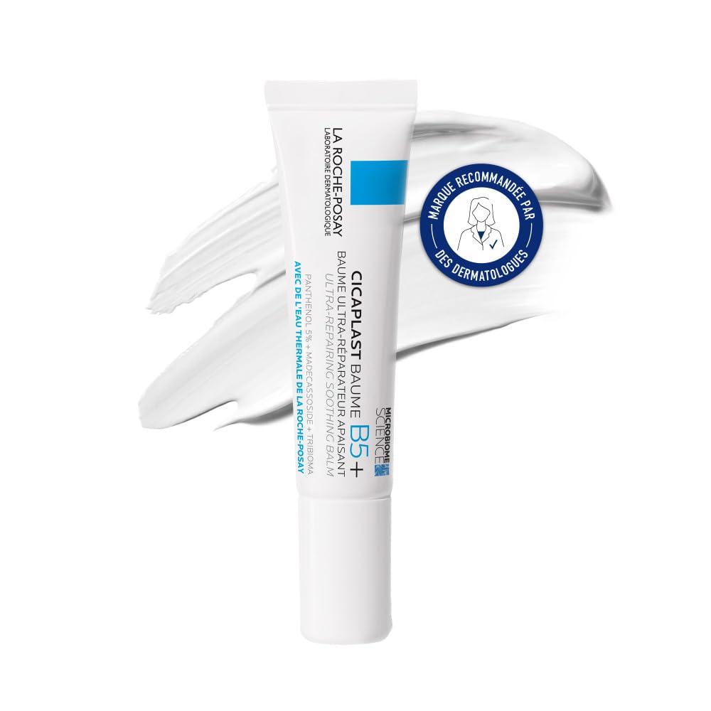 La Roche-Posay, Cicaplast, Baume B5+ Ultra Réparateur, Apaisant, Peaux Irritées et Fragilisées, Complexe d'Actifs Prébiotiques et Panthénol Vitamine B5, Du Nourrisson à l'Adulte, 15 ml