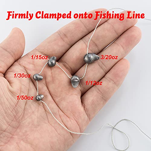 image for Alwonder 100 Pack Fishing Removable Split Shot, Size 3, 5, 7, 3/0, B, 