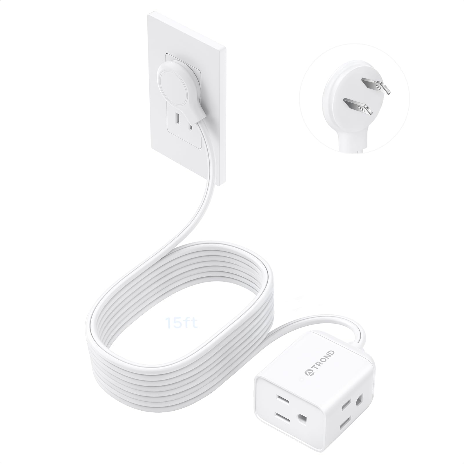 TROND 6ft Right Angle Extension Cord - Space Saving! -13 TROND 6ft Right Angle Extension Cord - Space Saving! -13