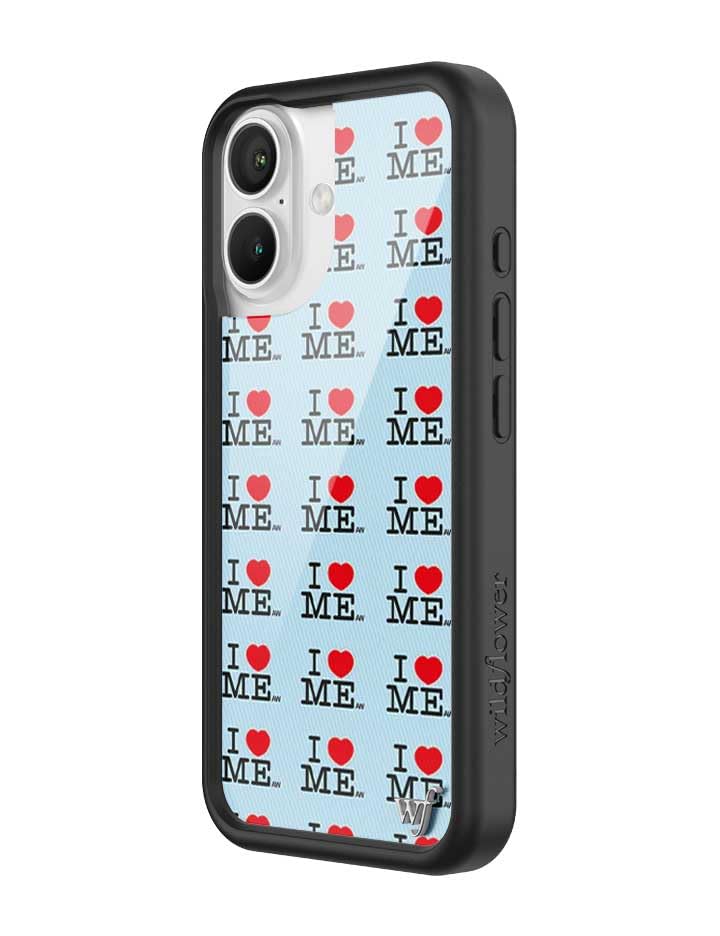 Image of Wildflower Cases - Compatible with iPhone 16 | Protective Black Bumper, 6.5ft Drop Test Certified, Women Owned Small Business | Hearts Red Black Dainty Aesthetic Trendy Cute | I Heart Me - Blue