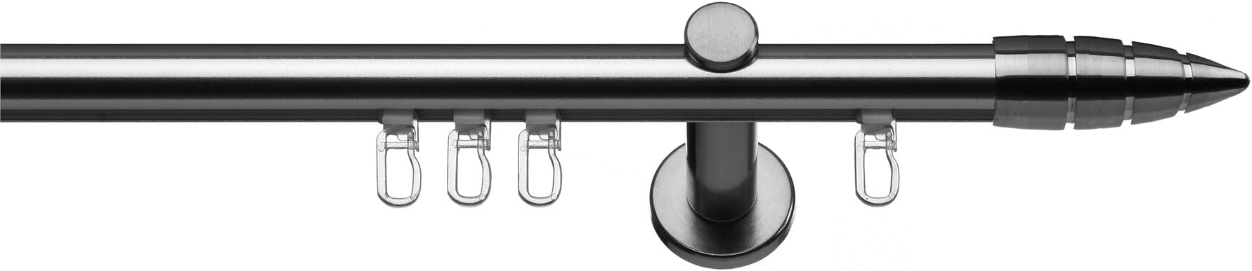 tilldekor Tilld Menorca – Inner Rail Curtain Rod Diameter 20 mm Stainless Steel Look, with straps and Gliders, Metal, Stainless Steel Look, 200 cm