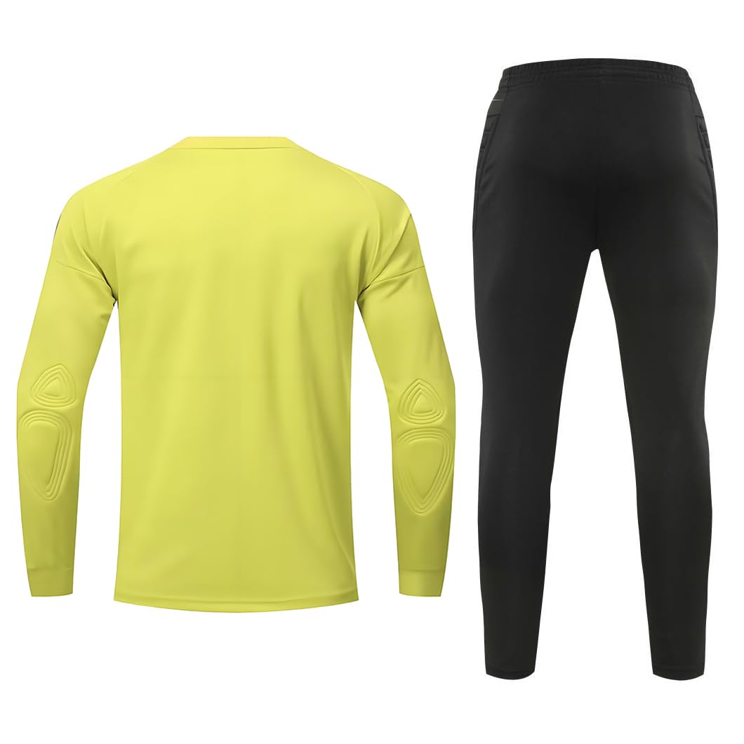 Maglia da portiere per adulti e bambini, traspirante, con pantaloncini, set da calcio, con imbottitura imbottita, attrezzatura da portiere