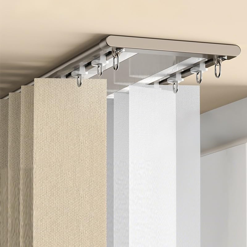 Double Row Aluminum Curtain Track, Silent Heavy Duty Rail Set for Room Divider, Ultra-Thin Invisible System for Living Room & Bedroom, Champagne (90cm/2.95ft)