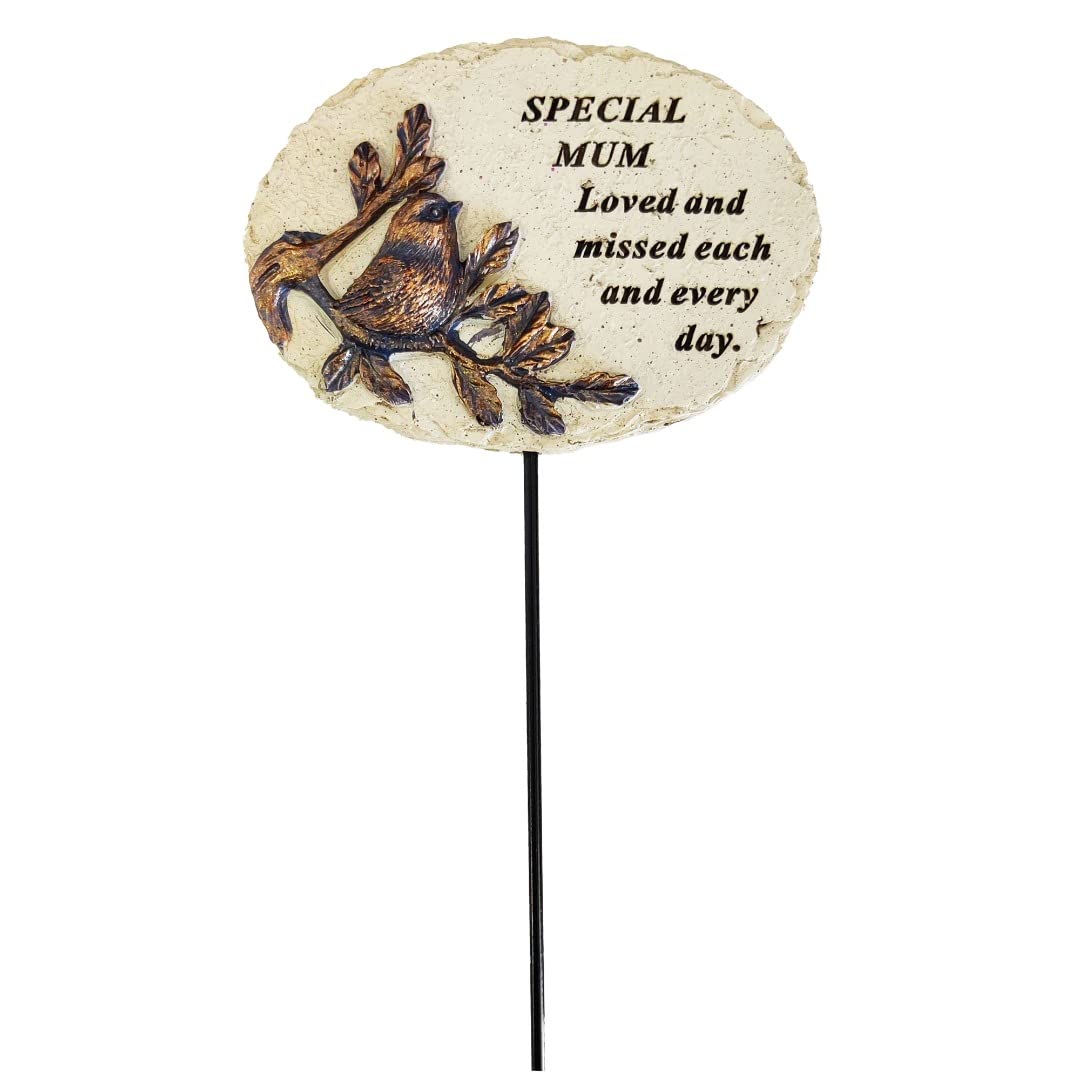 Angraves Multicolor Special Mum Loved And Missed Robin Bird Memorial Tribute Stick Graveside Plaque