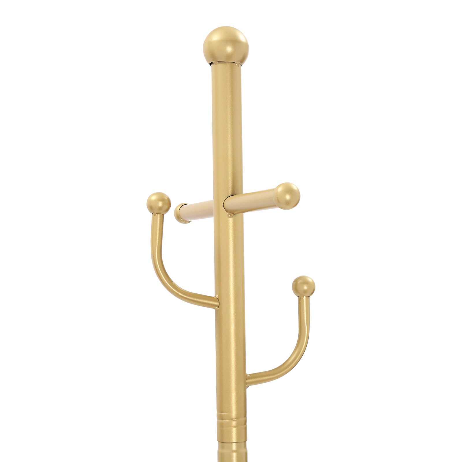 Perchero de entrada con cesta de almacenamiento, perchero de pie con rueda móvil para dormitorio, lavandería, entrada, color dorado