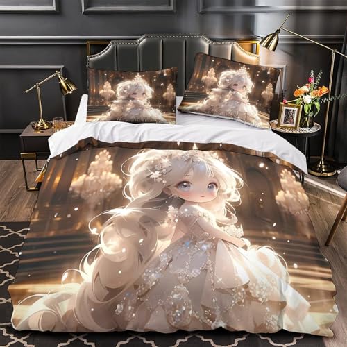 Housse de couette princesse en microfibre 140x200 cm pour lit simple - 2