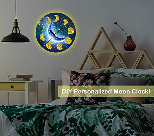 Rain Moon Phase Resin Mold, Large Silicone Moon Clock Mold, Lunar Eclipse Round Tray Pendant Mold for Resin Crafts DIY, Making Decoration, Wall Hanging - Thumbnail 2
