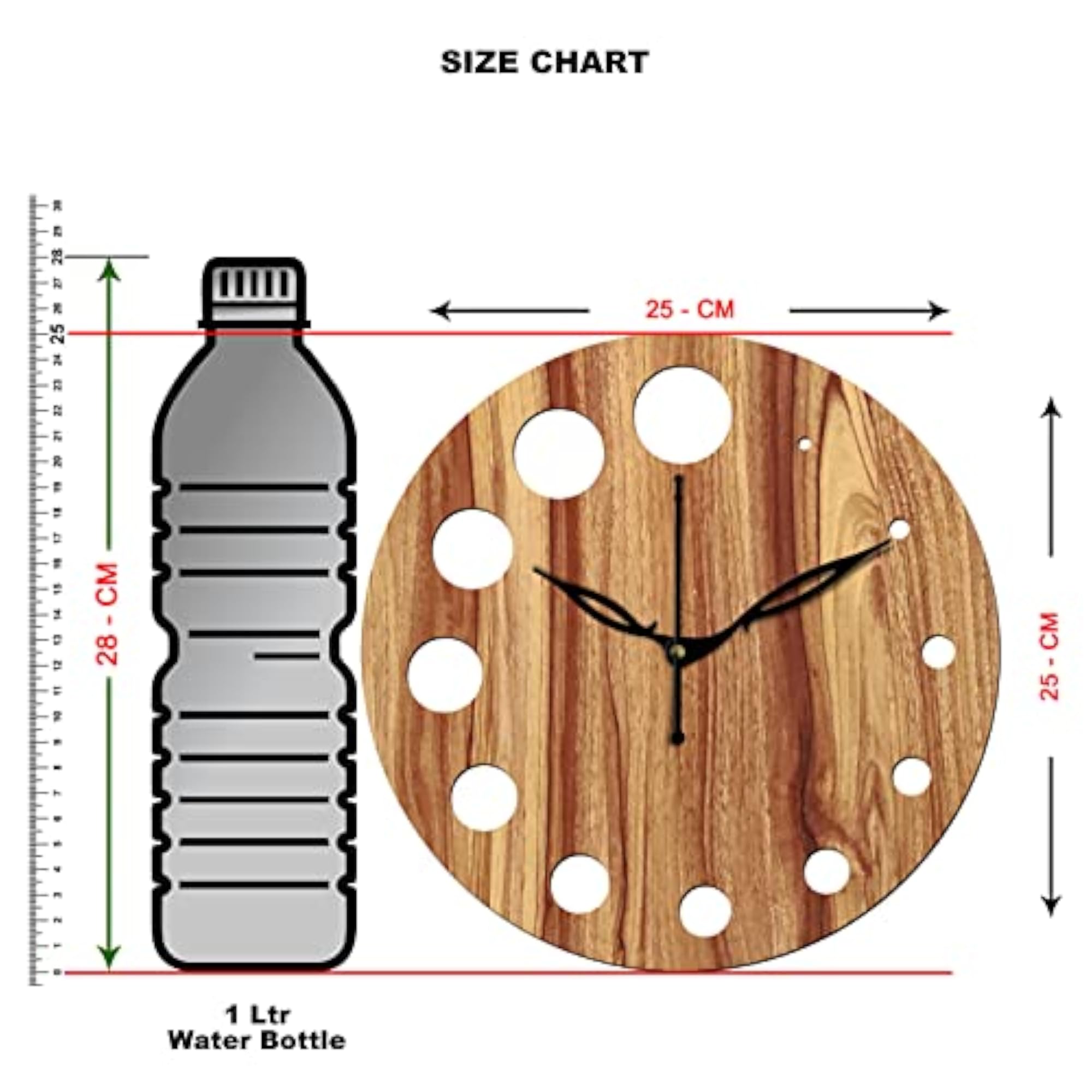 Wooden Wall Clock, 10-Inch Aum Design, Small Size