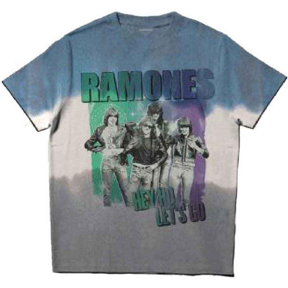 Ramones T Shirt Hey Ho Retro Band Logo Official Unisex Dip Dye Blue XL