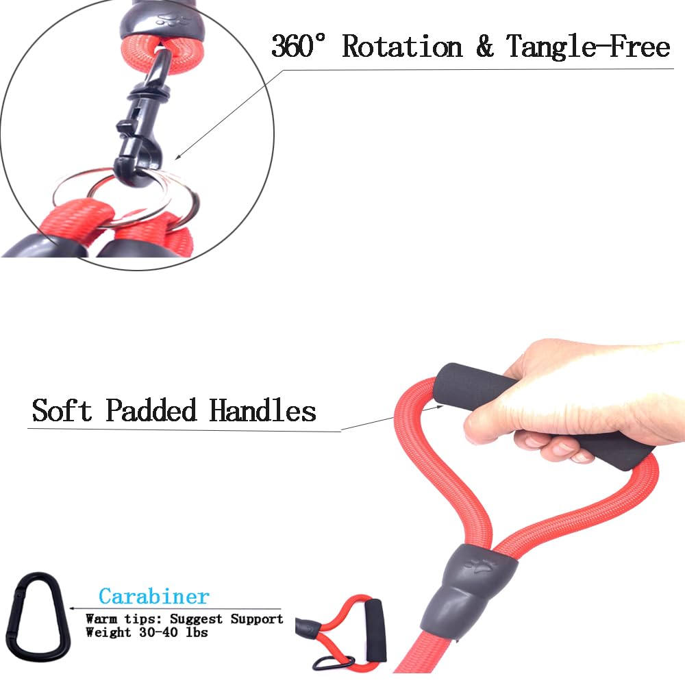 Correa para Perro 3 en 1 de Nailon Resistente con Mango Acolchado, Giro de 360 °, Cuerda de Escalada sin enredos, Cuerda de tracción extraíble para Mascotas, Correa para Perros medianos y Grandes