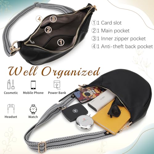 VX VONXURY Shoulder Bag for Women, Small Faux Leather Crescent Crossbody Purse with Zipper Closure, Fashion Underarm Handbag4