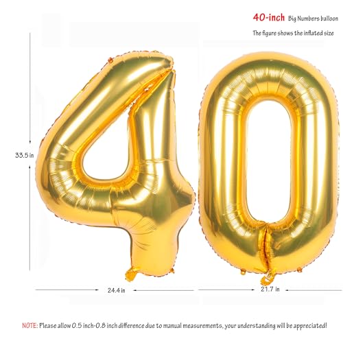 Image of 40 Inch gold Number Balloons 40 Helium Foil Mylar Balloon | Birthday Party banquet Decoration 40