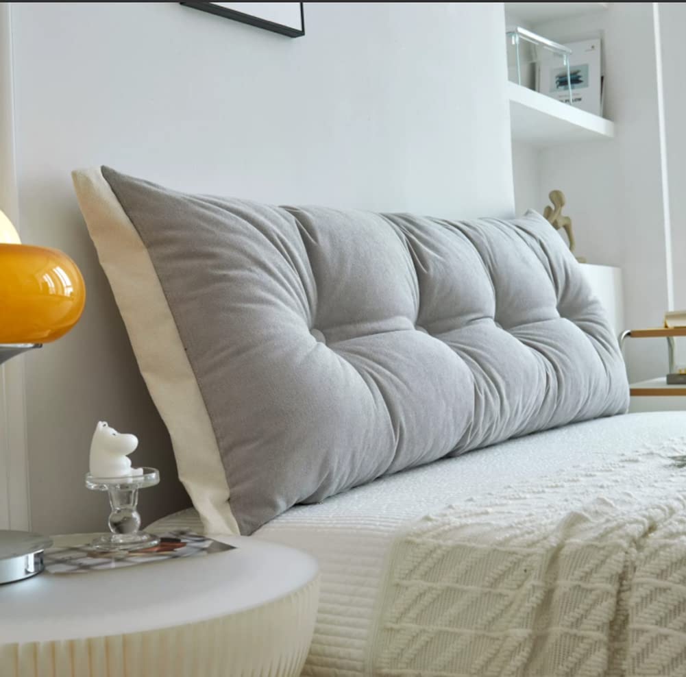 Cojín grande para respaldo de lectura, almohada de lectura y TV, almohada de apoyo para la espalda, almohada de apoyo para cabecera con funda de bolsillo para cama, sofá, silla
