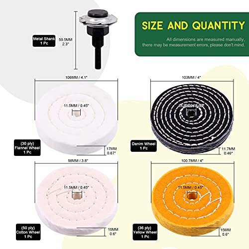 Keadic 8 Pcs 4 Inches Buffing Polishing Wheel Kit 3 Pcs Polish Compound, Soft/Fine/Medium/Coarse/Rough Buffer Wheels With 1/2" Arbor Hole Arbor Hole For Bench Grinder #TOP1