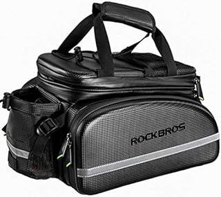 ROCKBROS Bike Rack Bag Trunk Bag Waterproof Carbon Leather Bicycle Rear Seat Cargo Bag Rear Pack Trunk Pannier Handbag
