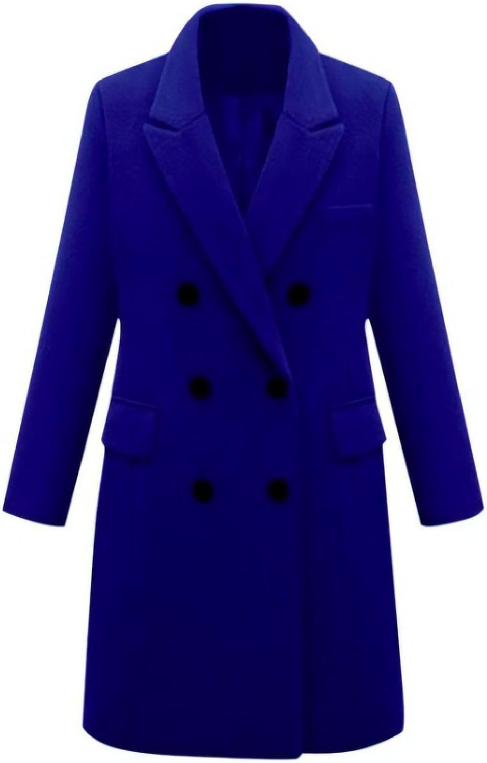 Lu's Chic Women's Elegant Peak Lapel Over Coat Double Breasted Trench Coat Slim Fit Fashion Dressy Casual Long Outerwear