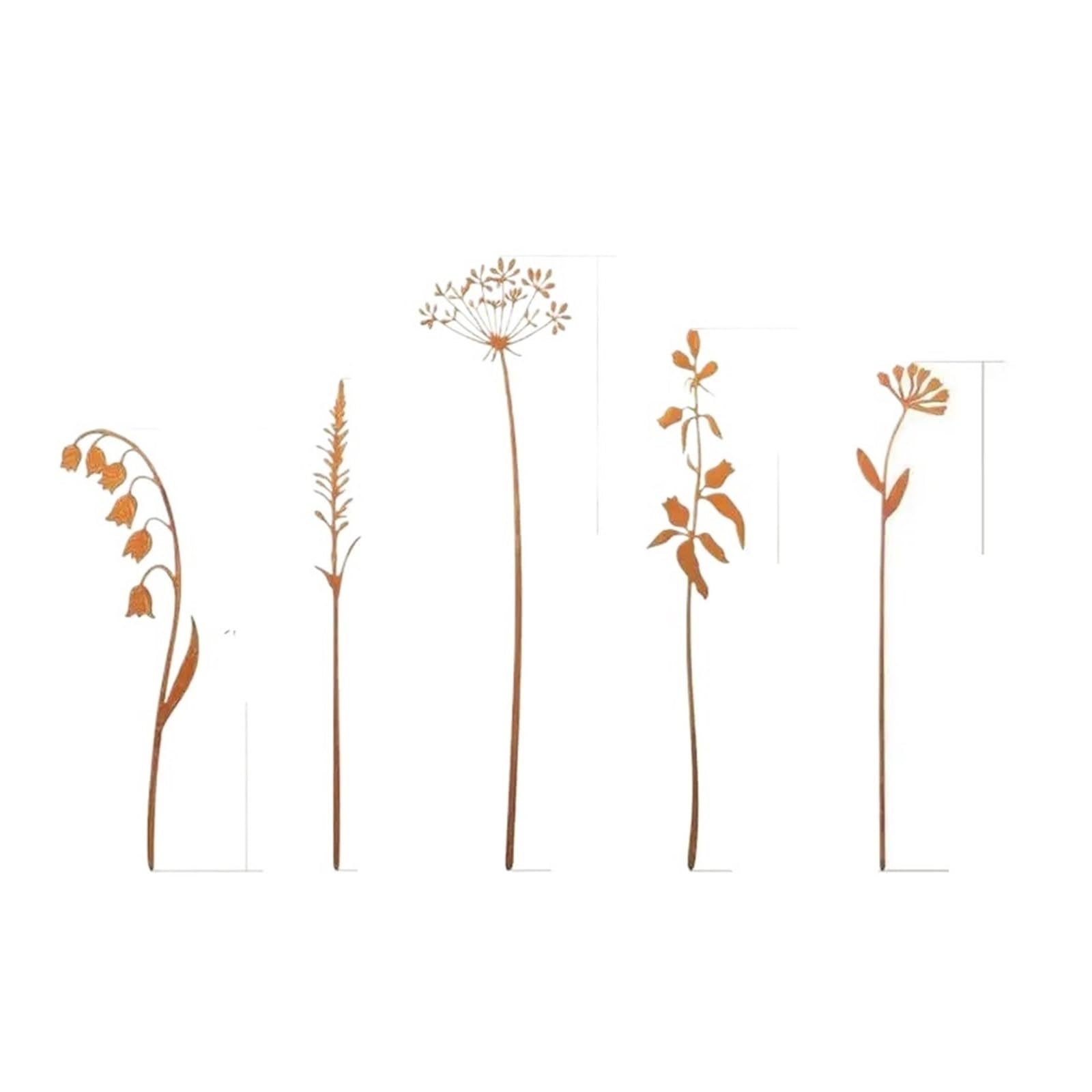 YONMLEDO Metal Flower Stakes Flowers For Outside 5 Pieces Waterproof Rustic Garden Stakes Vintage Home & Garden Accessory
