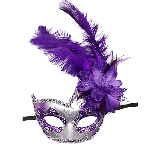 XGOPTS Masquerade Mask for Women, Silver Purple