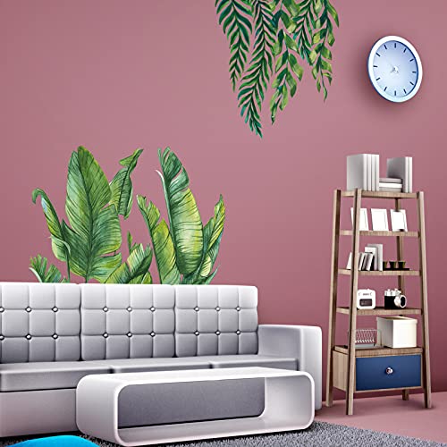 Big Green Leaf Wall Stickers Tropical Plant Leaves Window Decals Decorations Murals Wall Art Decorative Sticker For Kids Living Room Bedroom Nursery Playroom Cute Holiday Jungle Party Decor Supplies #TOP6
