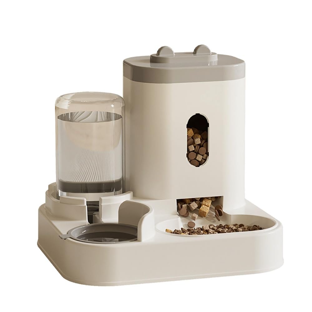Futter- Und Wasserspender for Haustiere | Schwerkraft-Wasserversorgungssystem, einstellbare Portionsgröße, rutschfeste Unterseite(Gray)