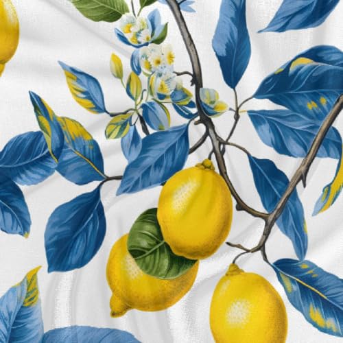 Summer Lemon Blue Leaves Square Silk Scarf for Women, 23.6" Lightweight Fashion Scarves Wraps, Silk Like Hair Neck Scarf Headband Bandanas for Ladies3