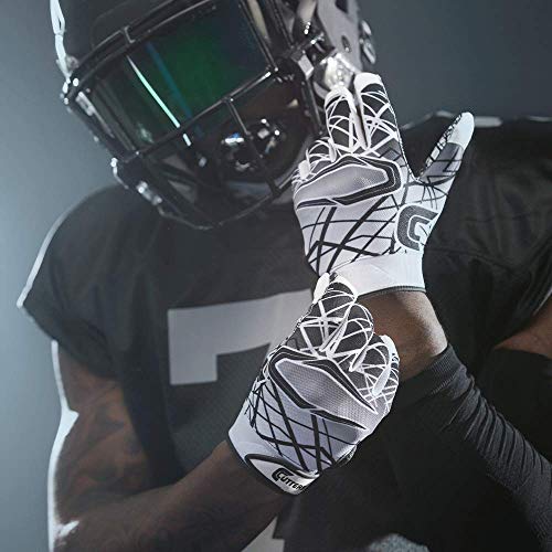 Cutters Game Day Football Glove, Silicone Grip Receiver Glove. Youth & Adult Sizes (1 Pair), Black #TOP3